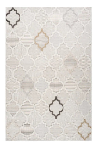 7' X 10' Cream and Beige Geometric Distressed Area Rug