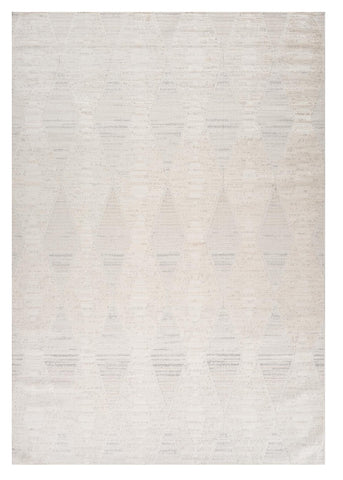 2' X 5' Cream and Beige Geometric Area Rug