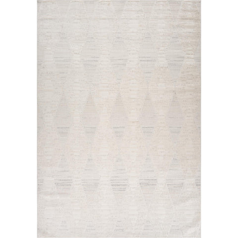 5' X 8' Cream and Beige Geometric Distressed Area Rug