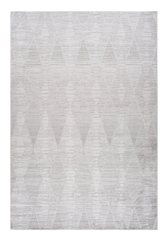 5' X 8' Gray and Ivory Geometric Distressed Area Rug