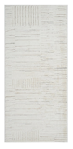 2' X 5' Gray and Beige Geometric Distressed Area Rug