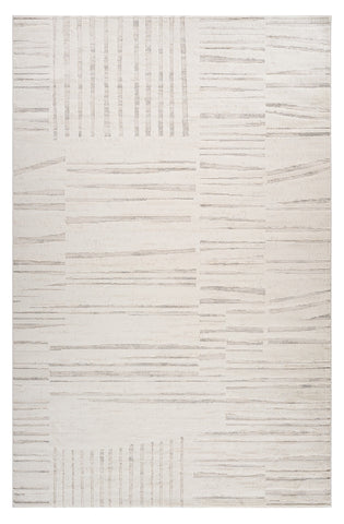 8' Gray And Beige Geometric Distressed Runner Rug
