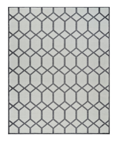5' X 7' Beige And Gray Geometric Distressed Indoor Outdoor Area Rug