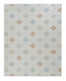 5' X 7' Cream and Beige Geometric Distressed Indoor Outdoor Area Rug