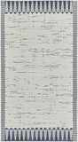 3' X 5' Blue and Cream Abstract Distressed Indoor Outdoor Area Rug