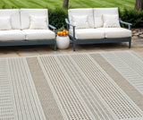 6' X 9' Beige and Brown Geometric Distressed Indoor Outdoor Area Rug