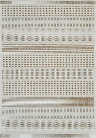6' X 9' Beige and Brown Geometric Distressed Indoor Outdoor Area Rug