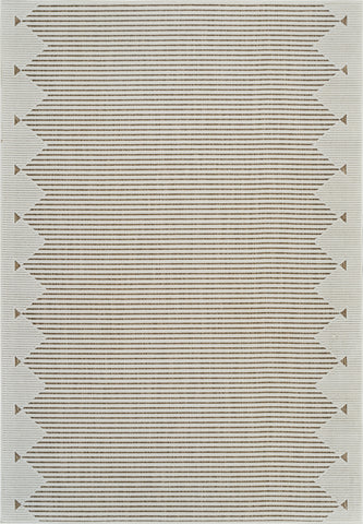 6' X 9' Beige And Brown Geometric Distressed Indoor Outdoor Area Rug