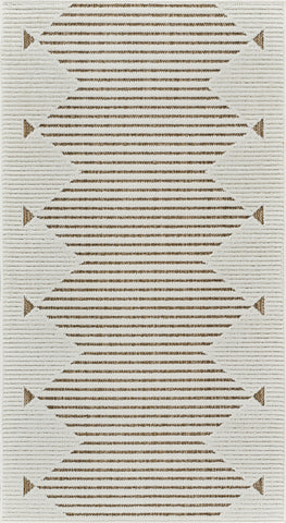 3' X 5' Beige And Brown Geometric Distressed Indoor Outdoor Area Rug