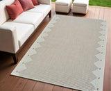 4' X 6' Beige And Brown Geometric Distressed Indoor Outdoor Area Rug