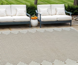6' X 9' Beige And Brown Geometric Distressed Indoor Outdoor Area Rug