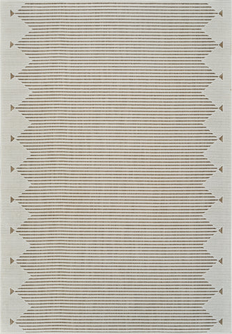 6' X 9' Beige And Brown Geometric Distressed Indoor Outdoor Area Rug