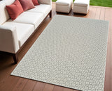 4' X 6' Cream and Beige Geometric Distressed Indoor Outdoor Area Rug