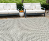6' X 9' Cream and Beige Geometric Distressed Indoor Outdoor Area Rug