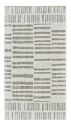 3' X 5' Cream and Beige Abstract Distressed Indoor Outdoor Area Rug