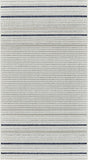 3' X 5' Blue and Cream Striped Distressed Indoor Outdoor Area Rug