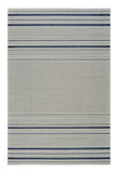 6' X 9' Blue and Cream Striped Distressed Indoor Outdoor Area Rug