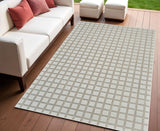 4' X 6' Cream and Beige Geometric Distressed Indoor Outdoor Area Rug