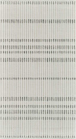 3' X 5' Cream and Beige Striped Distressed Indoor Outdoor Area Rug
