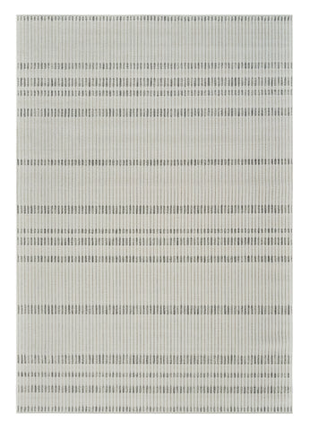 5' X 7' Cream and Beige Striped Distressed Indoor Outdoor Area Rug