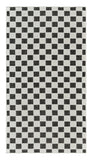 10' Black and White Geometric Distressed Indoor Outdoor Runner Rug