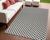 4' X 6' Black and White Geometric Distressed Indoor Outdoor Area Rug