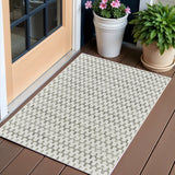 3' X 5' Cream and Beige Geometric Distressed Indoor Outdoor Area Rug