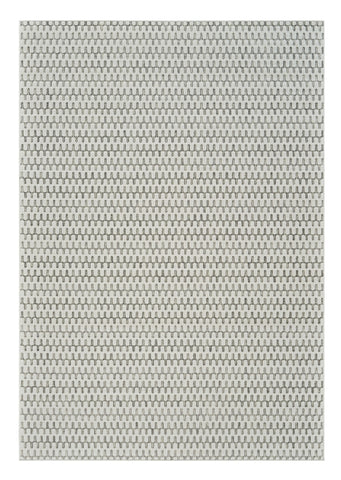 5' X 7' Cream and Beige Geometric Distressed Indoor Outdoor Area Rug