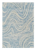 4' X 6' Blue and Beige Abstract Distressed Area Rug