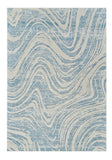 7' X 10' Blue and Beige Abstract Distressed Area Rug