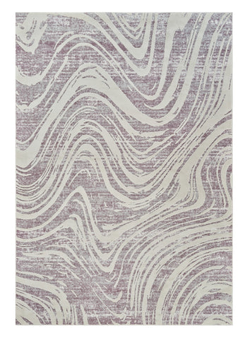 4' X 6' Beige and Purple Abstract Distressed Area Rug
