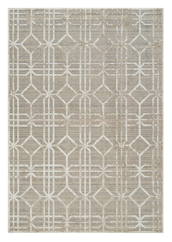 5' X 8' Beige and Brown Abstract Distressed Area Rug