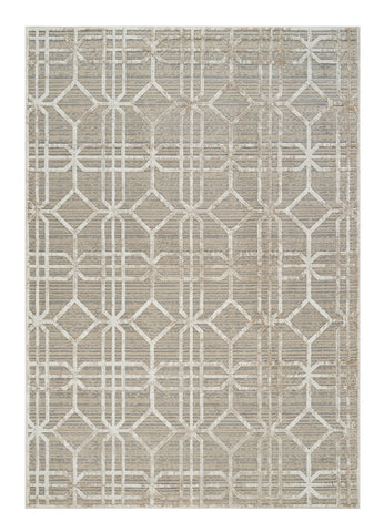 7' X 10' Beige and Brown Abstract Distressed Area Rug