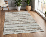 4' X 6' Beige and Brown Abstract Non Skid Area Rug