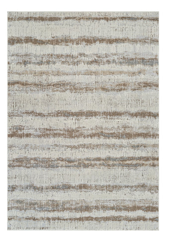 5' X 8' Beige and Brown Abstract Non Skid Area Rug