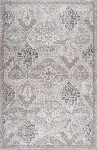 5' X 8' Blue and Gray Oriental Distressed Area Rug