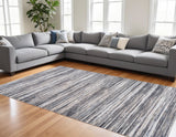 7' X 10' Blue and Gray Abstract Distressed Area Rug