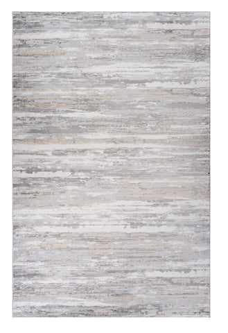 5' X 8' Beige and Gray Abstract Worn Faded Area Rug