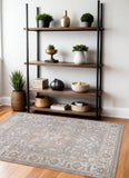 4' X 6' Beige and Gray Oriental Distressed Area Rug