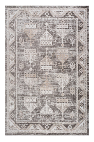 8' X 11' Cream and Brown Abstract Distressed Area Rug