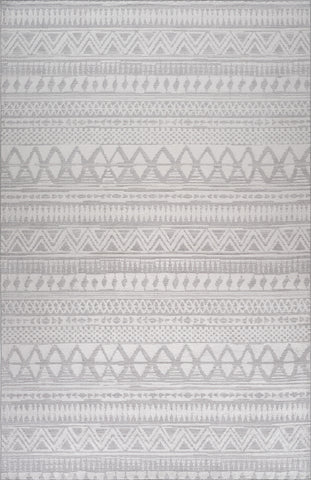 5' X 8' Gray and Cream Abstract Distressed Area Rug