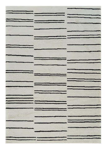 4' X 6' Cream and Black Abstract Distressed Area Rug