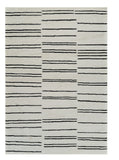 5' X 8' Cream and Black Abstract Worn Faded Area Rug