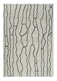 7' X 10' Cream and Black Abstract Distressed Area Rug