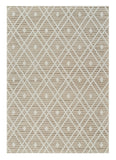 5' X 8' Cream and Brown Geometric Distressed Indoor Outdoor Area Rug