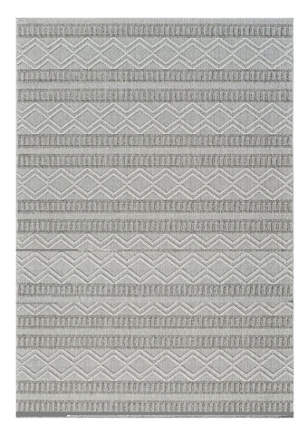8' Beige And Gray Striped Distressed Indoor Outdoor Runner Rug