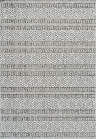 5' X 8' Beige And Gray Striped Distressed Indoor Outdoor Area Rug