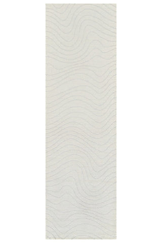 8' Cream and Beige Abstract Non Skid Runner Rug