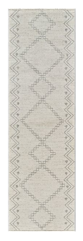 8' Cream And Beige Abstract Distressed Runner Rug