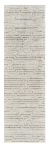 8' Cream And Beige Abstract Distressed Runner Rug